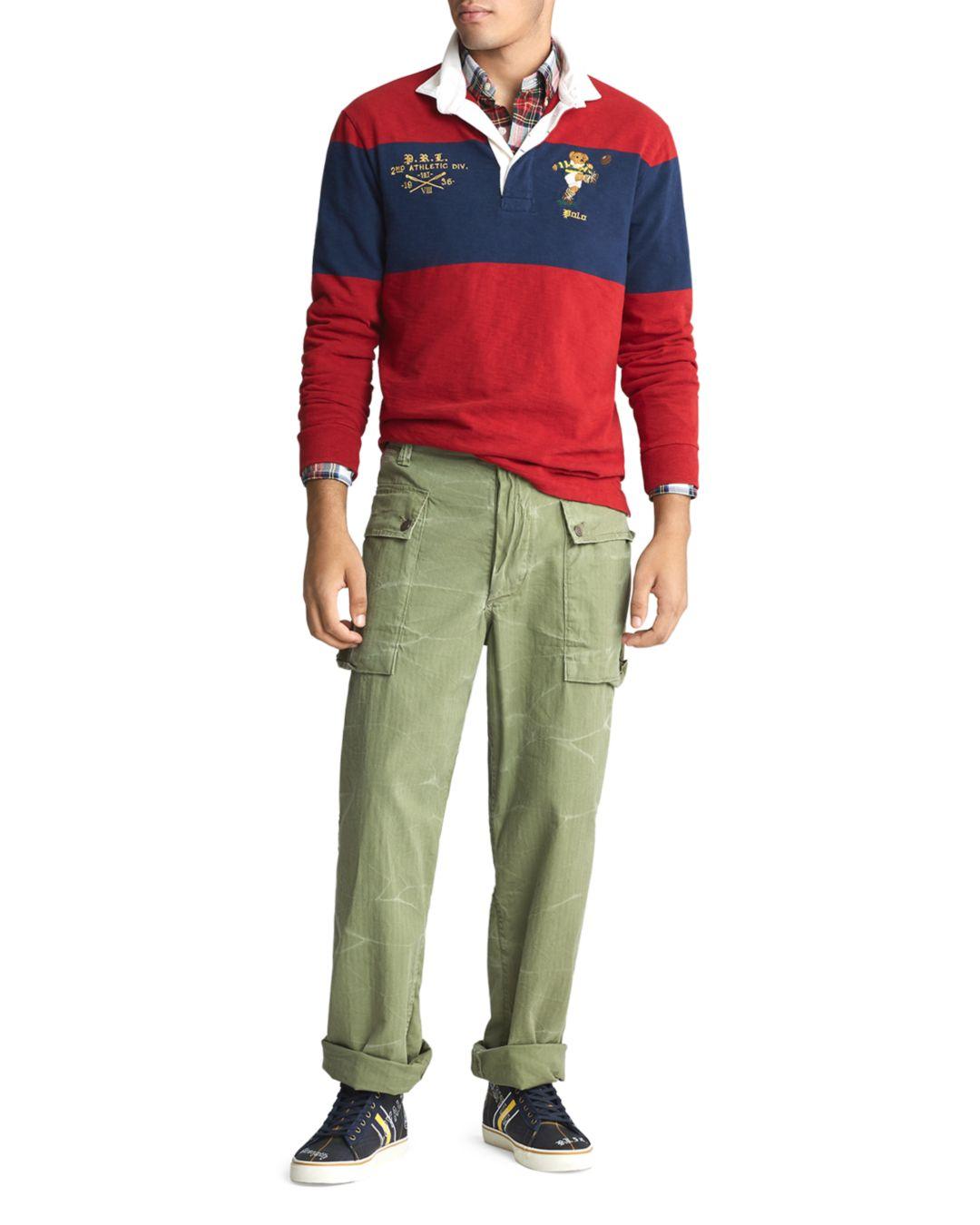 Polo Ralph Lauren Cotton Classic Fit Bear Rugby Shirt in Red for 