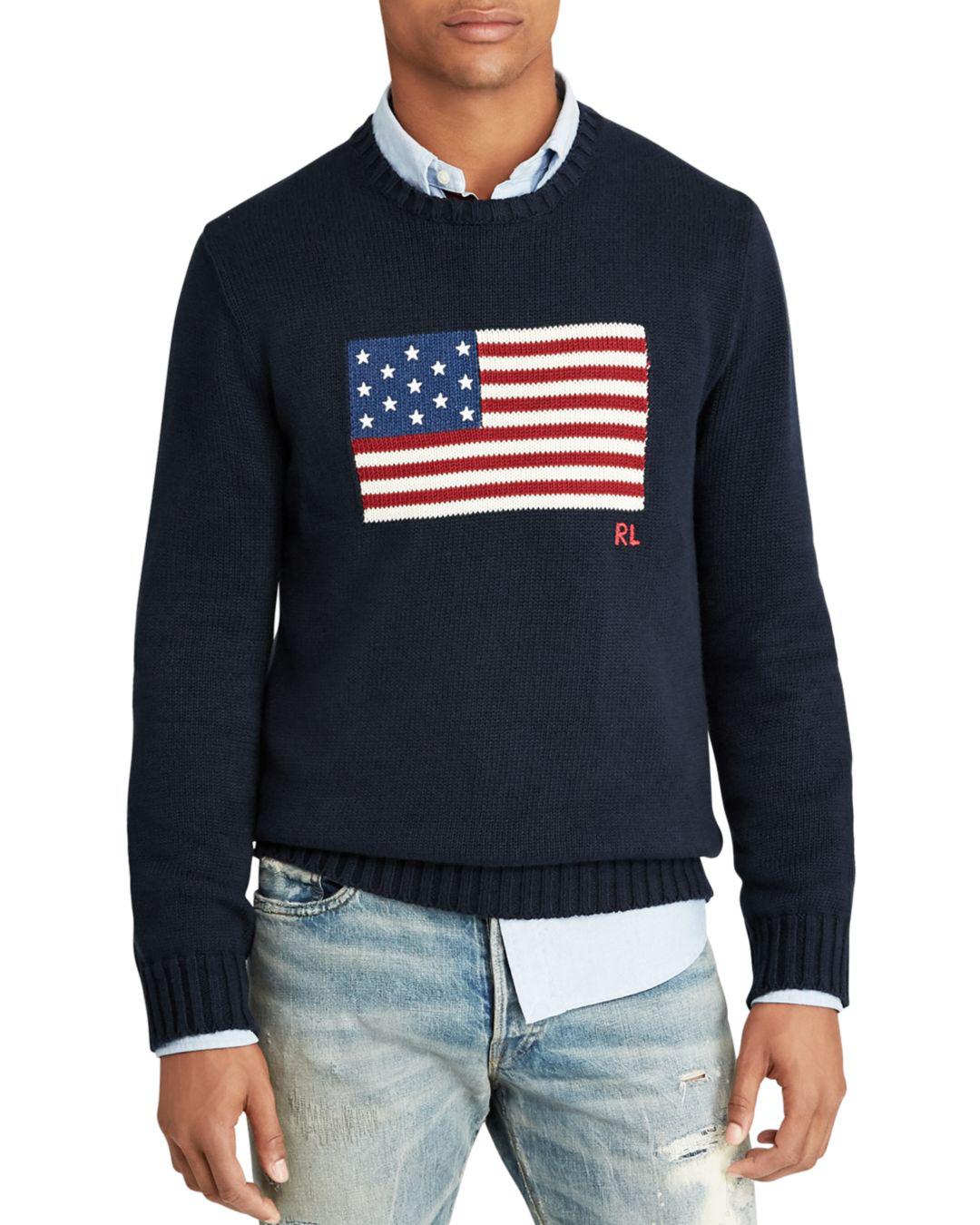 Polo Ralph Lauren Men's American Flag Cotton Sweater in Blue for Men