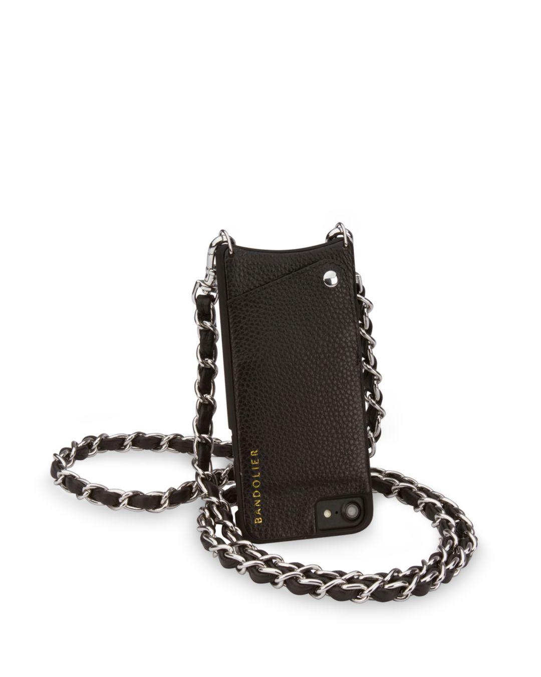Bandolier Libby Iphone Case Chanel Chain Strap In Black Silver Black Lyst