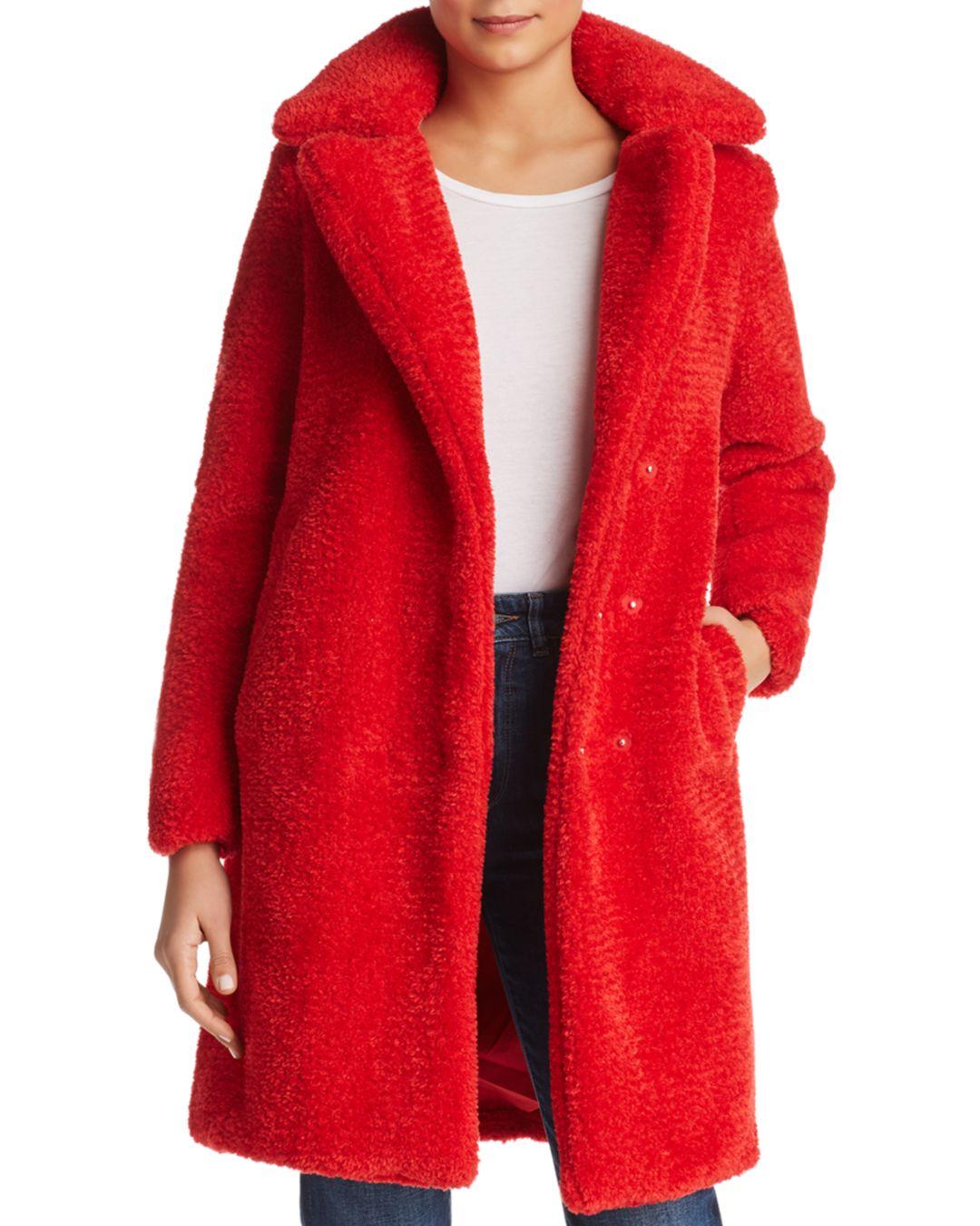 Aanvrager eindpunt Stijgen Vero Moda Lala Faux - Fur Teddy Coat in Red - Lyst