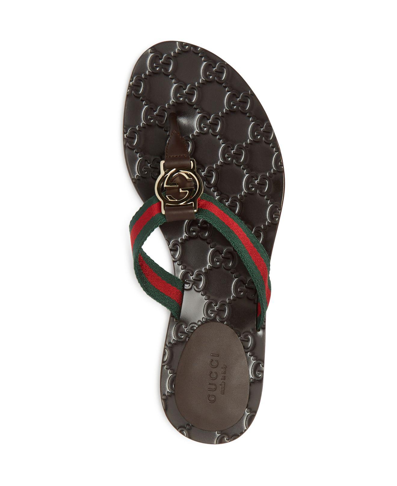  Gucci  Gg Thong Sandal  in Black Red Lyst