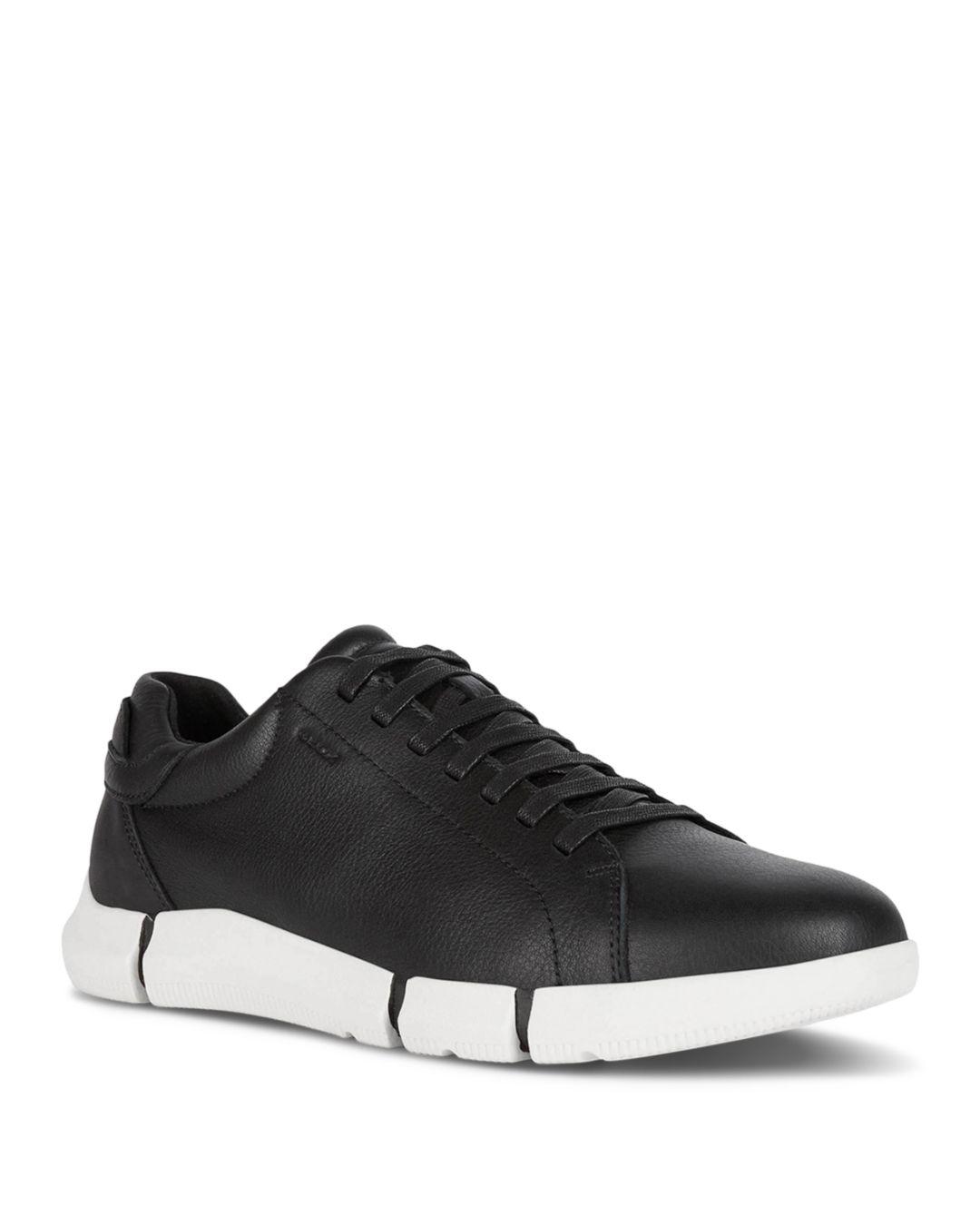 Geox Adacter Leather Low Top Sneakers in Black for Men | Lyst