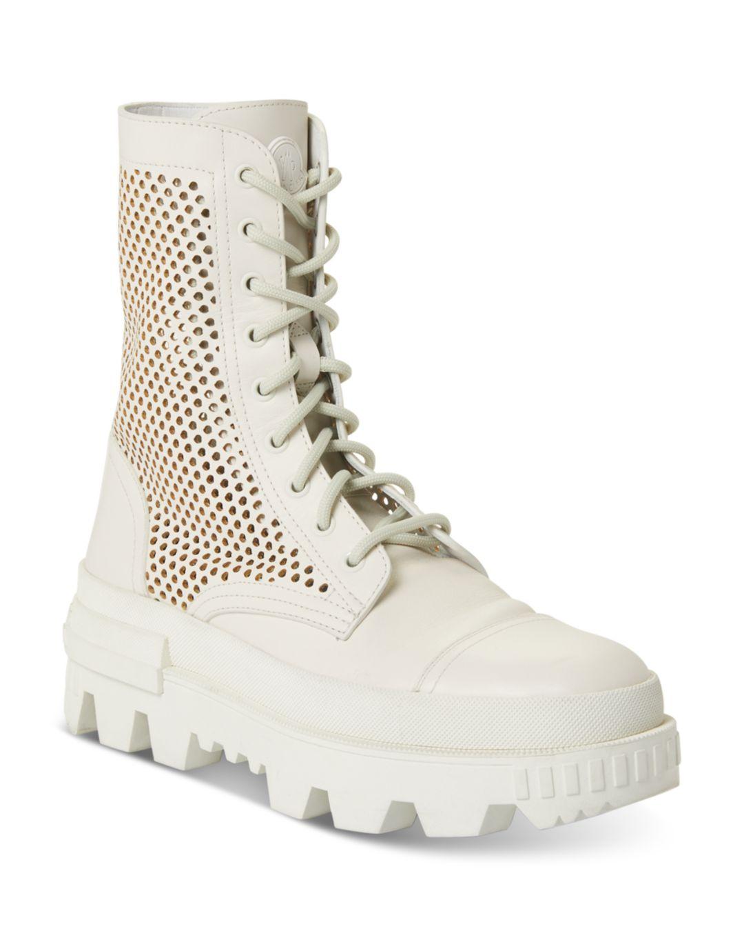 Moncler Carinne Perforated Ankle Boots in White | Lyst
