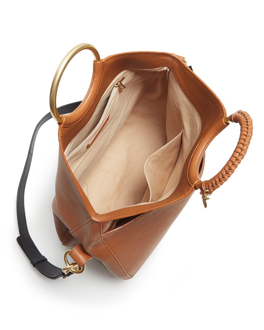 See By Chloé See By Chloe Monroe Large Ring Handle Leather Shoulder Bag in  Brown | Lyst