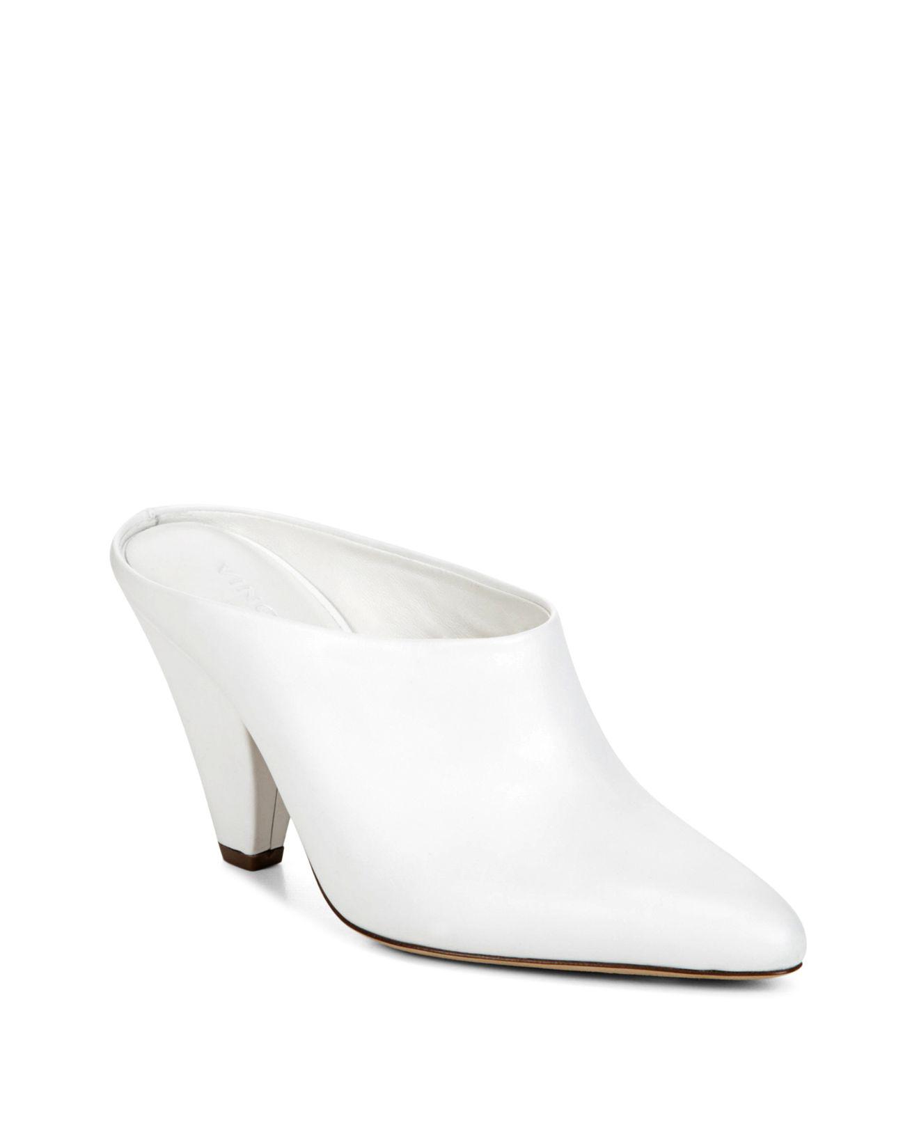 white pointed mule heels