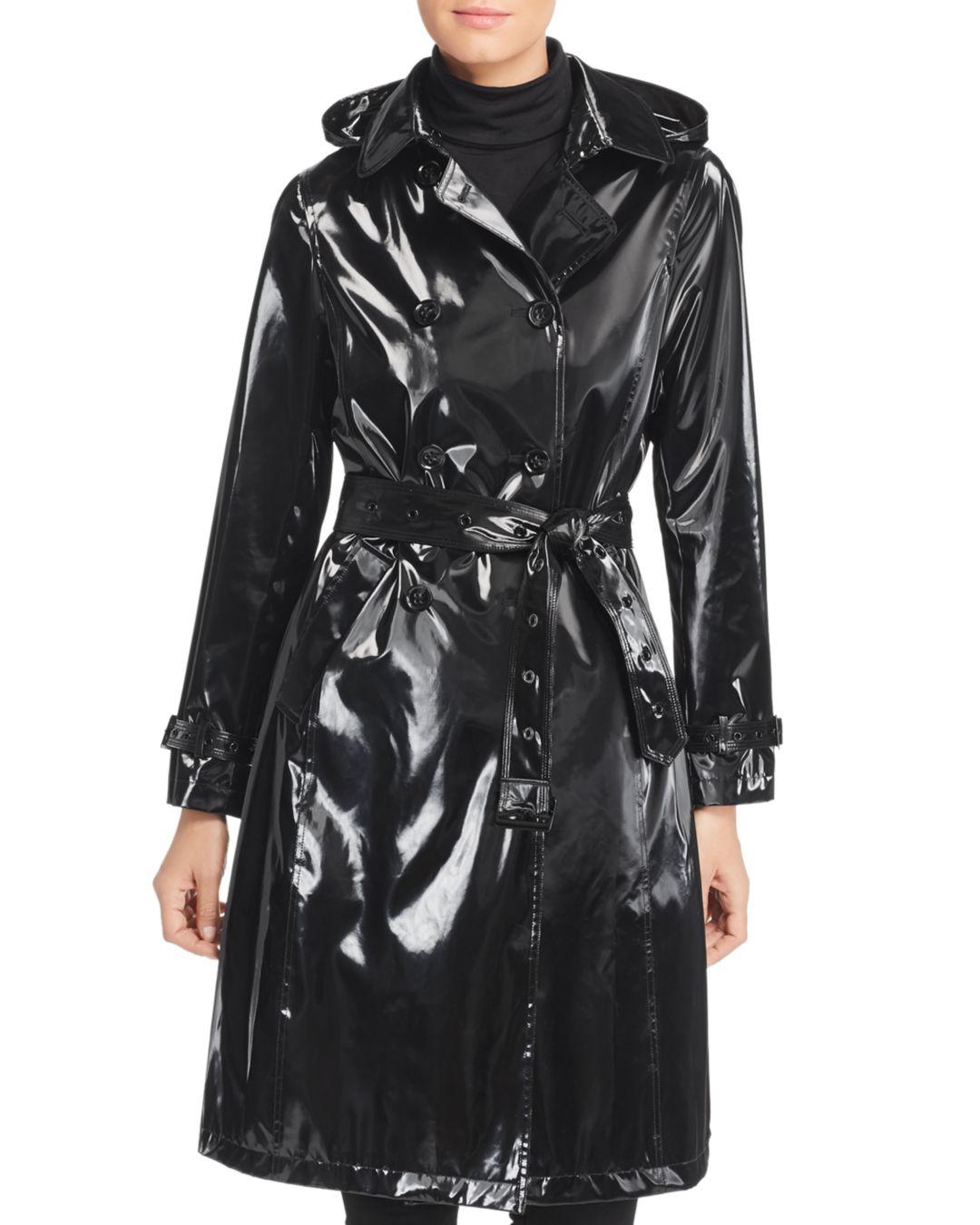 Jane Post High Gloss Trench Coat in Black - Lyst