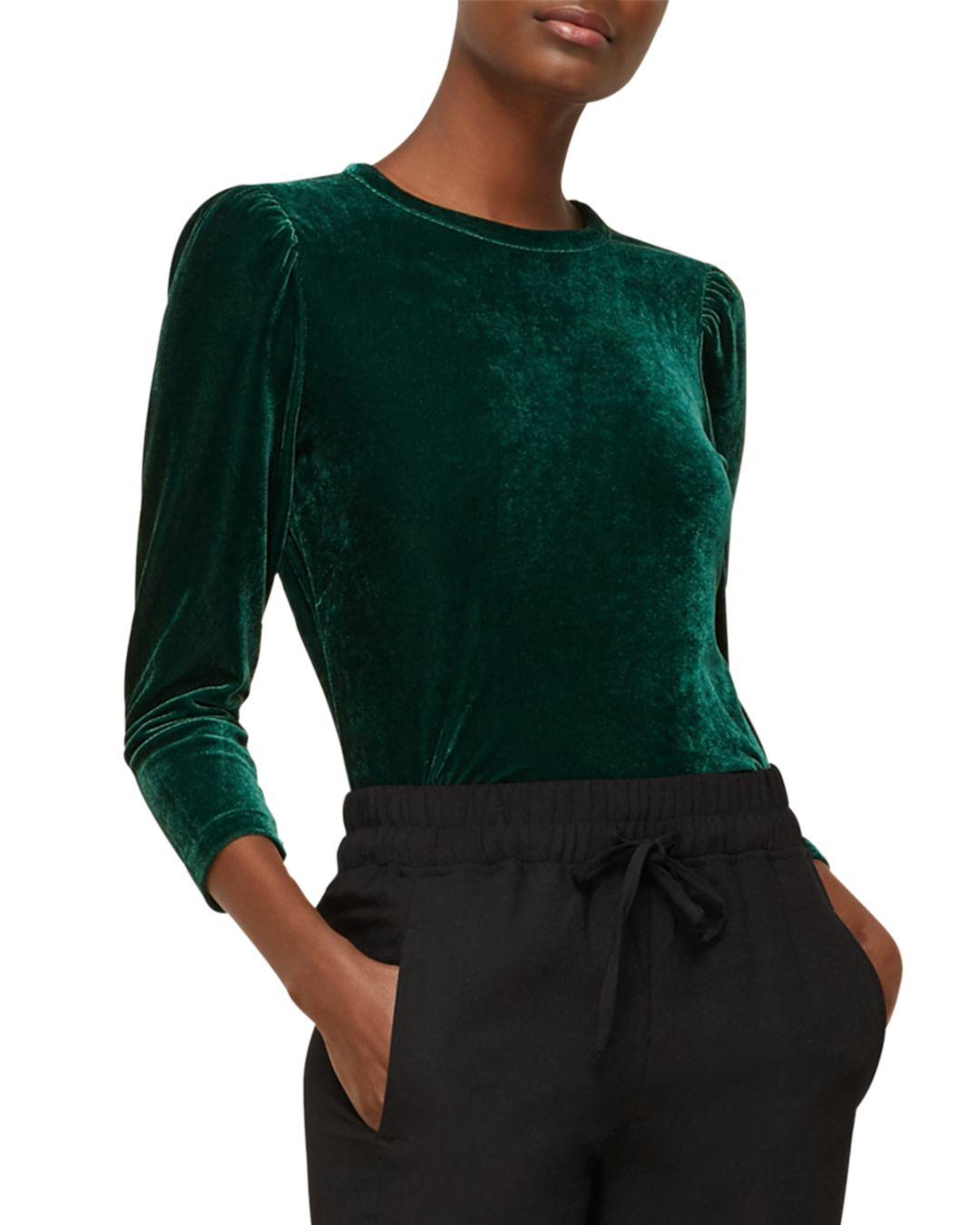 Whistles Velvet Top in Dark Green 