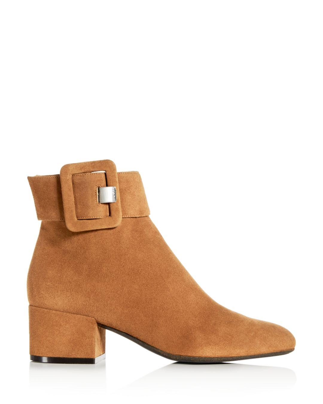 Sergio Rossi Suede Women's Mia Block - Heel Booties in Brown - Lyst