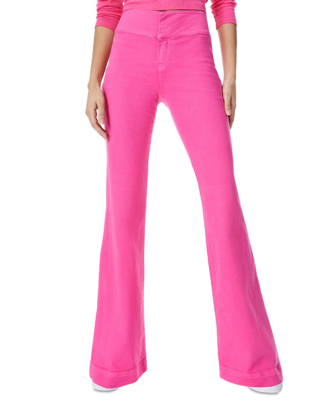 Alice + Olivia Flare Leg Jeans in Pink | Lyst