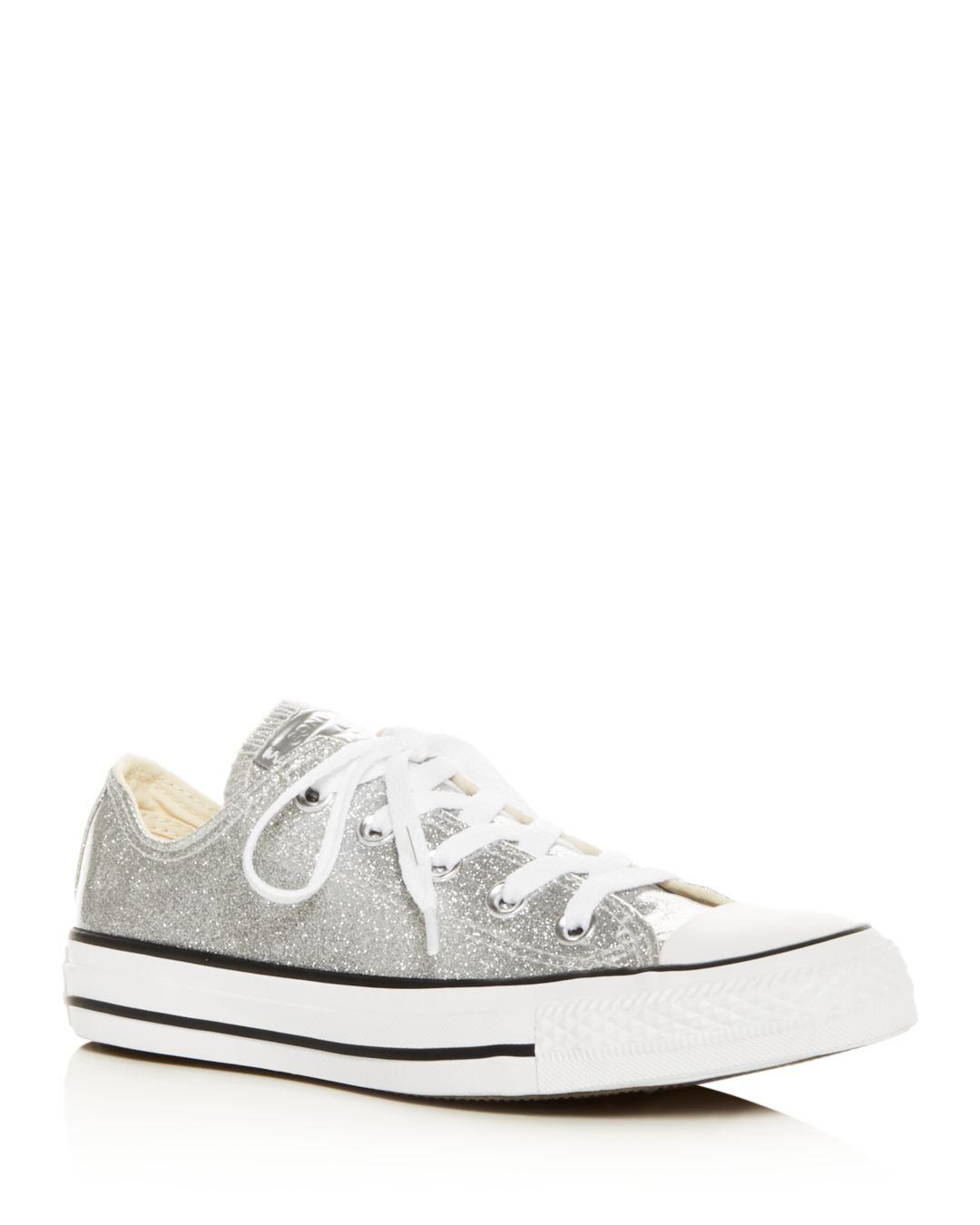 Converse Women's Chuck Taylor All Star Glitter Low-top Sneakers in  Silver/White (White) - Lyst