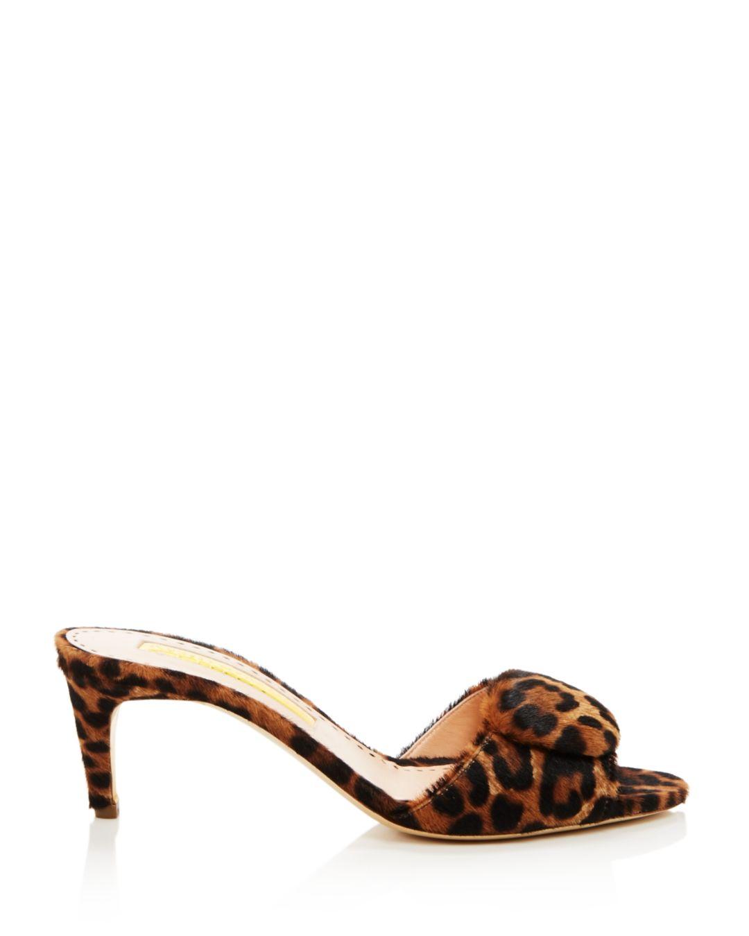 leopard print kitten heel mules