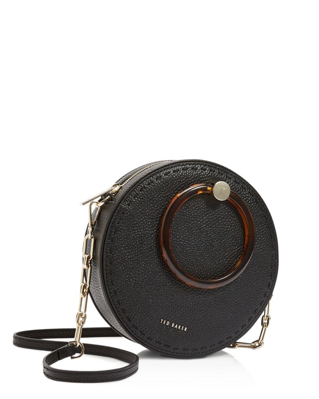 Ted Baker Leather Circle Cross Body Bag in Black | Lyst