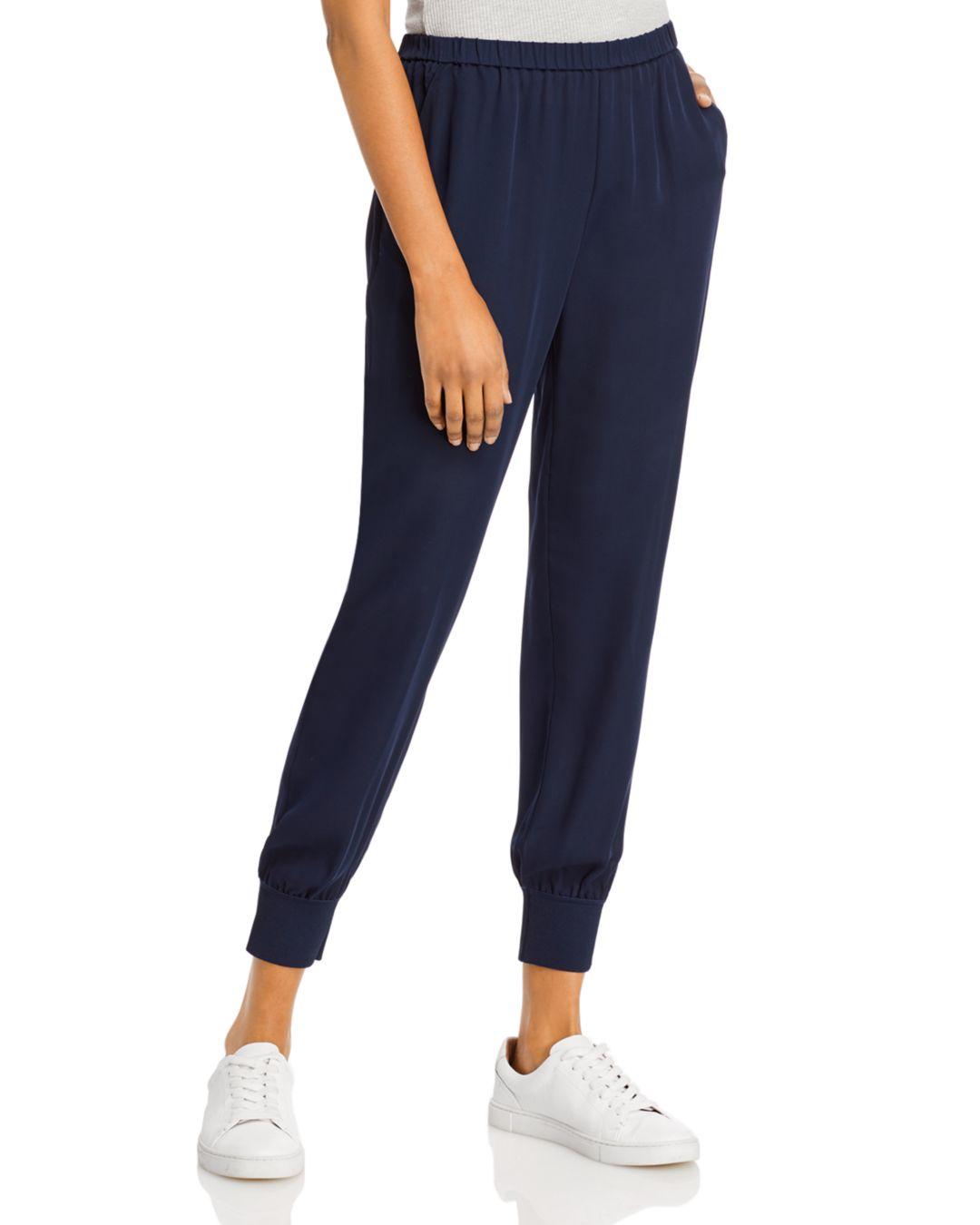 Theory Silk Jogger Pants in Deep Navy (Blue) - Lyst