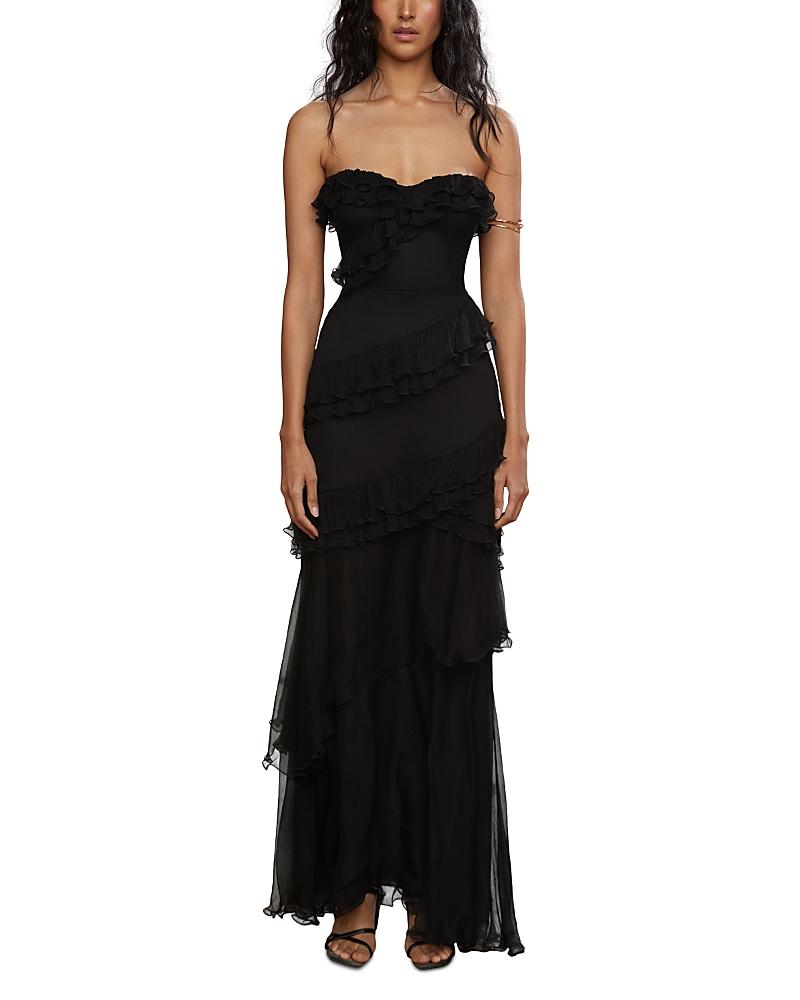 strapless open back dress Rent Asos Design Rose Cami Pleated Tulle Maxi Dress main image 0