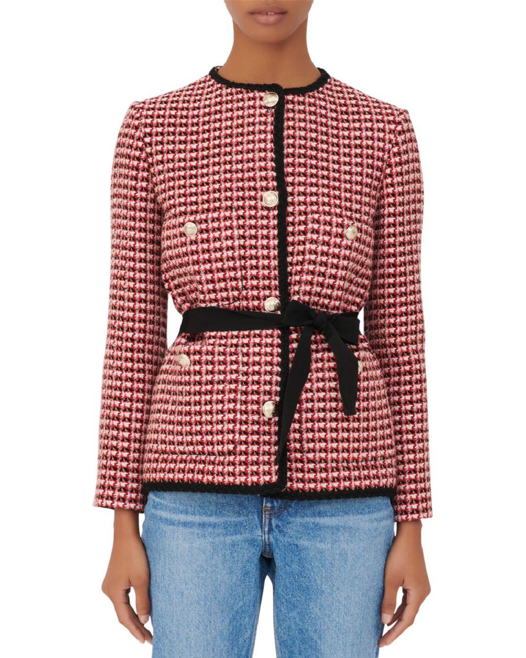 maje red tweed jacket
