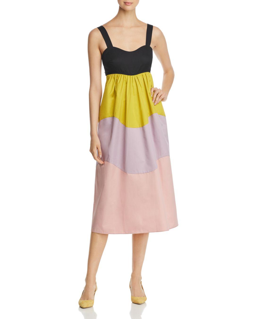 Cotton Scalloped Color - Block Dress | Lyst