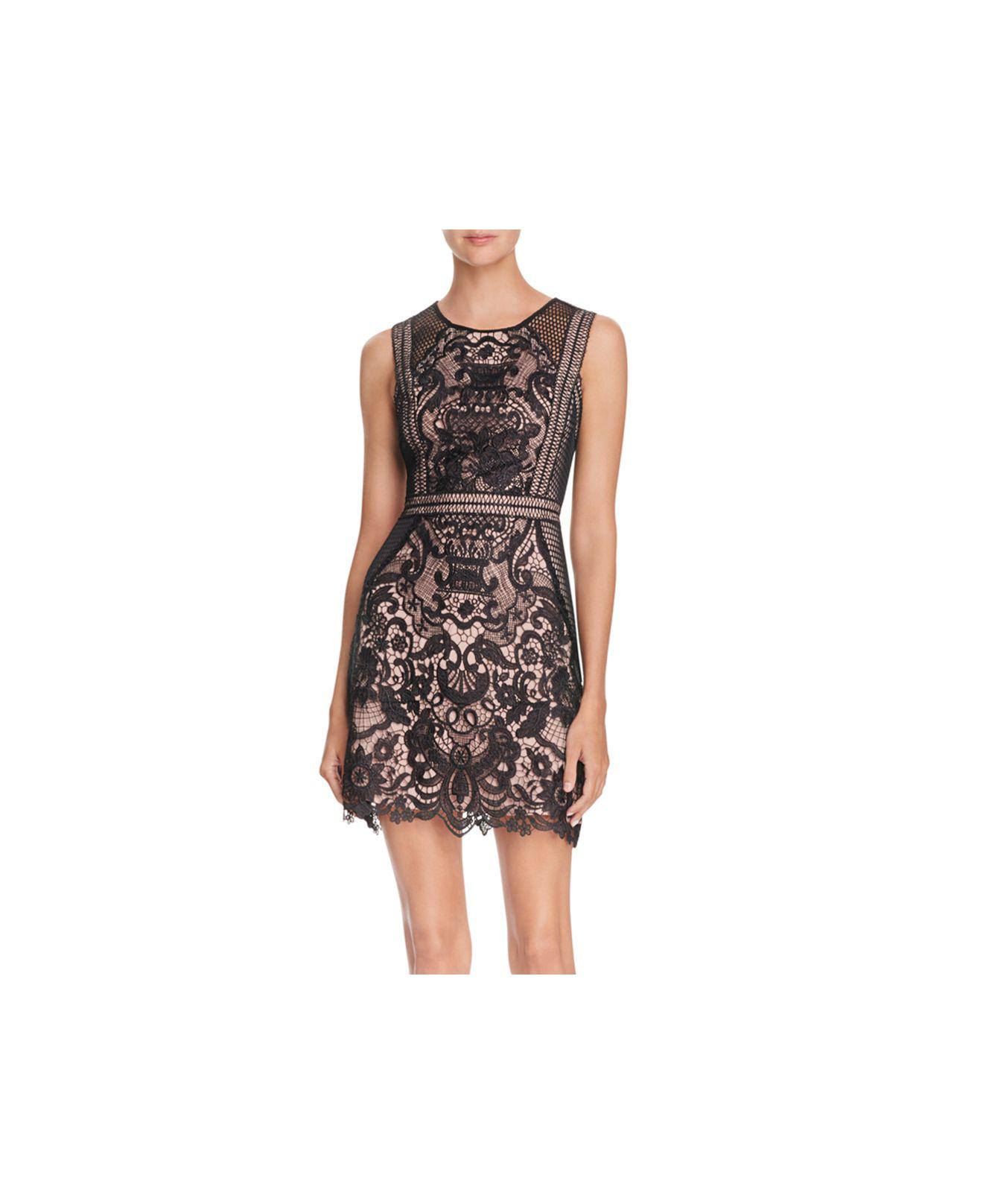 Aqua Fishnet And Lace Dress in Black - Lyst