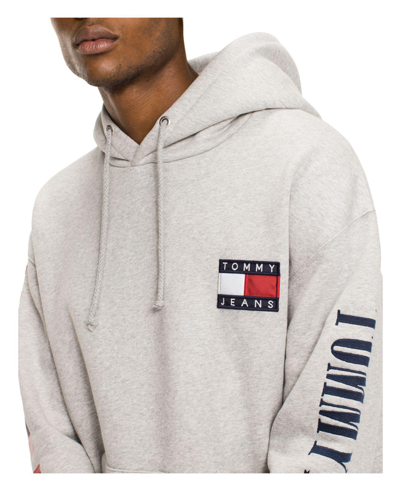 tommy hilfiger logo hoodie grey