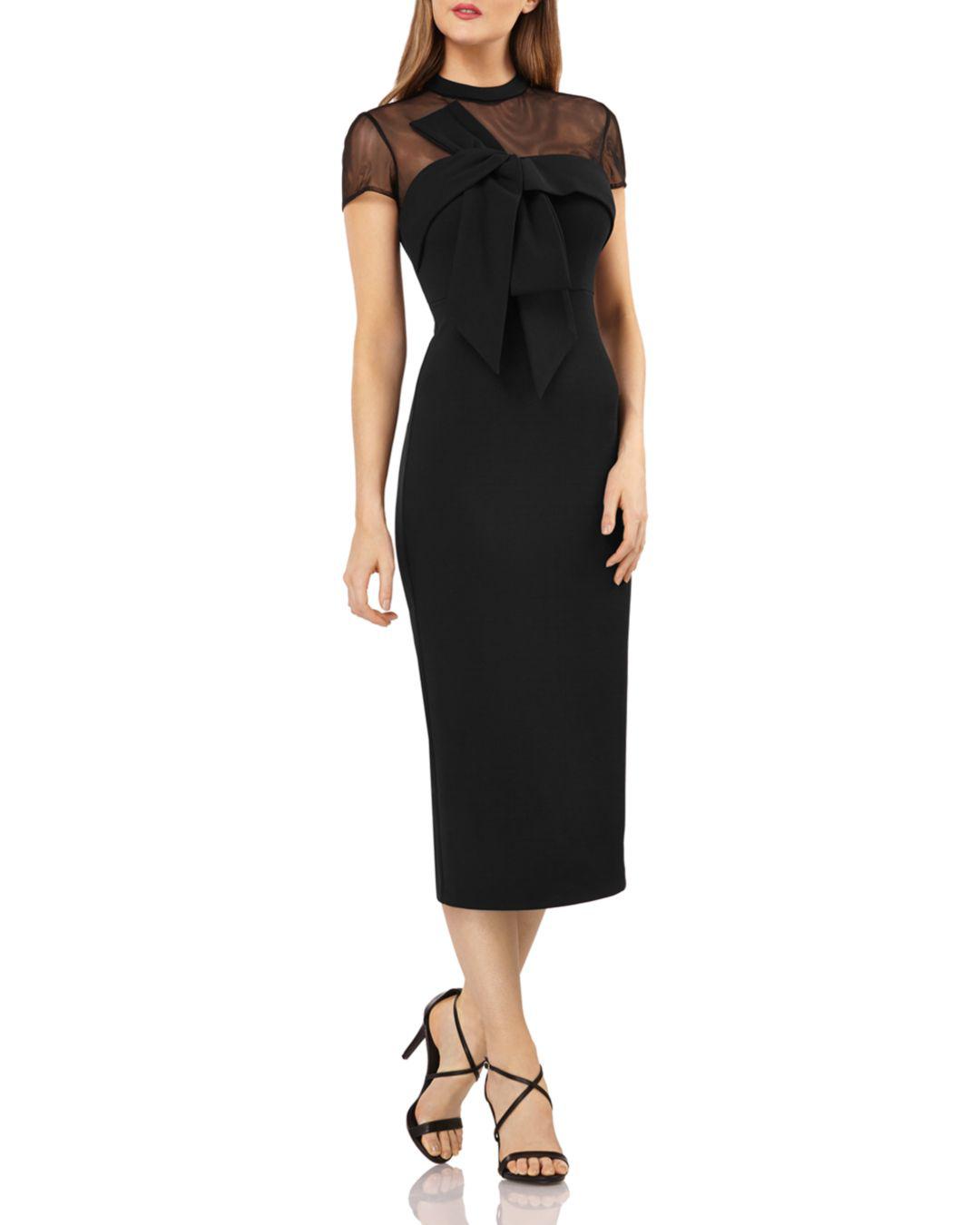 JS Collections Illusion Neck Midi Dress in Black - Lyst