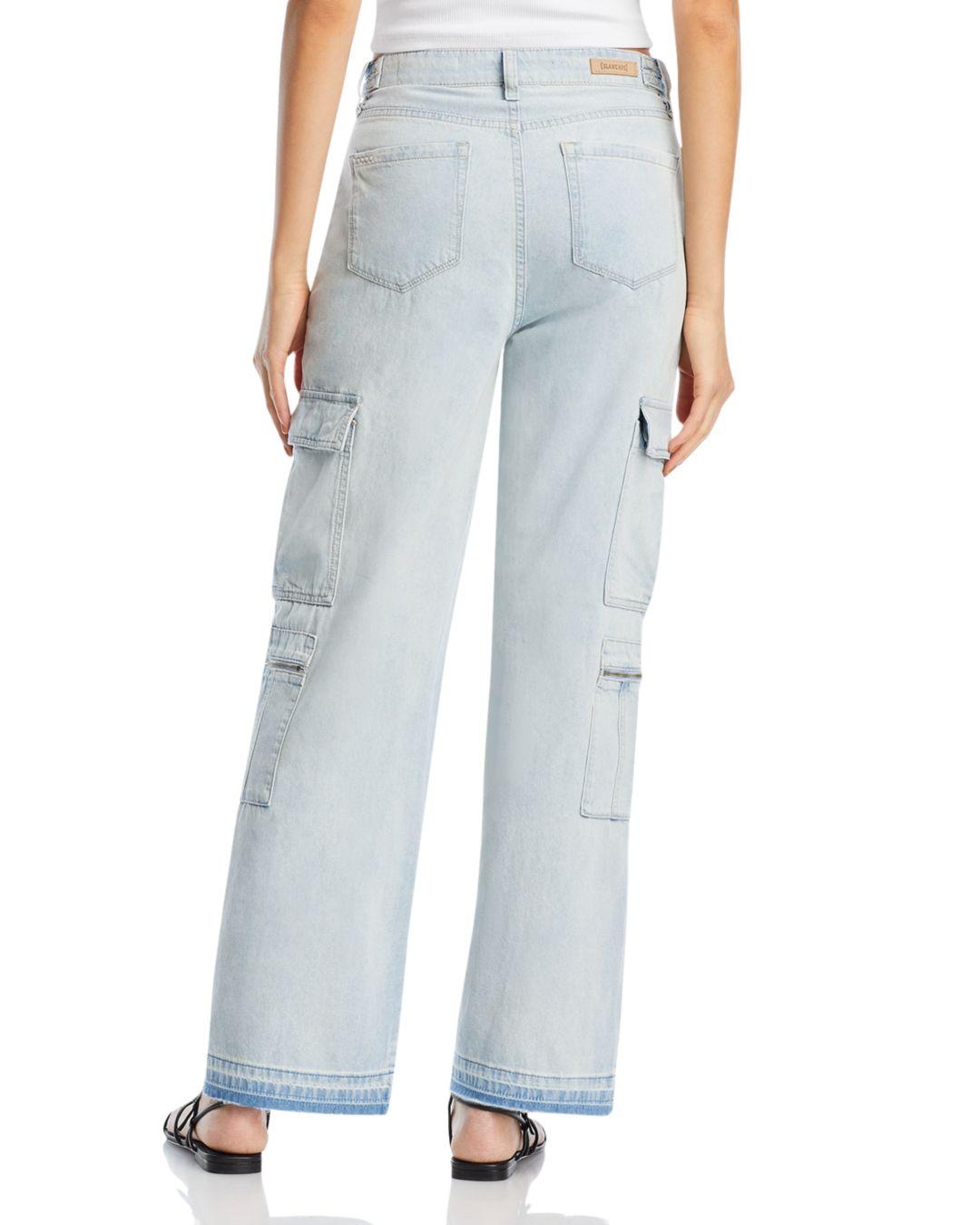 Blank NYC High Rise Straight Cargo Jeans In Call My Name in Blue |