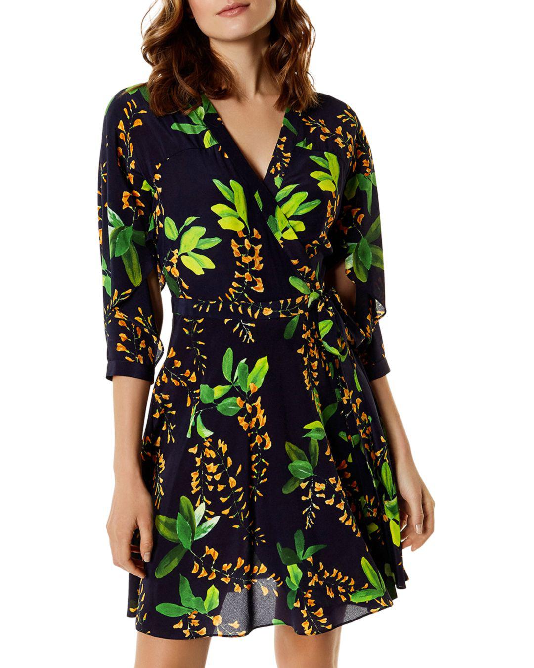 karen millen green silk wrap dress