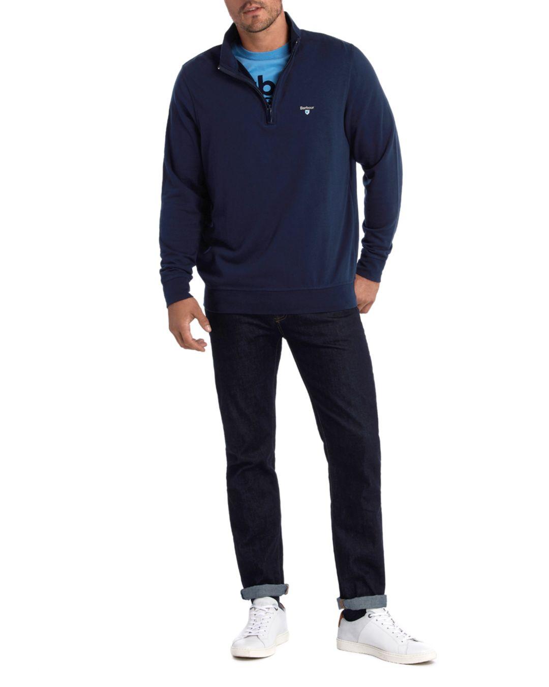 Barbour Cotton Batten Quarter - Zip Sweater in Navy (Blue) for Men - Lyst