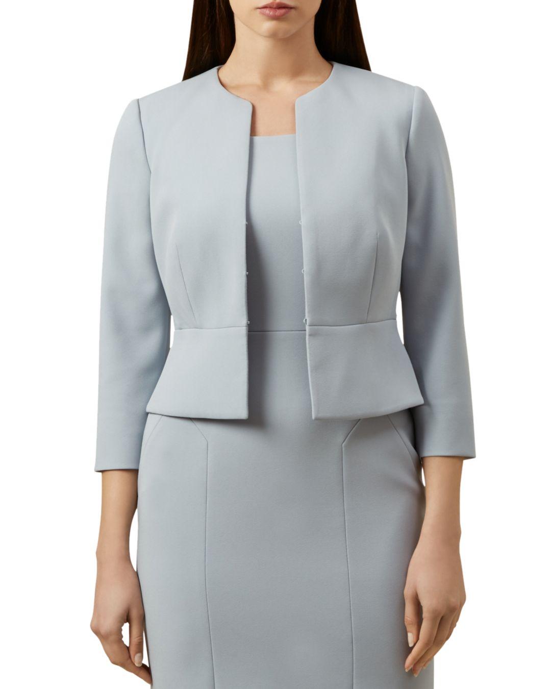Hobbs Harper Cropped Peplum Jacket in Pale Blue (Blue) Lyst