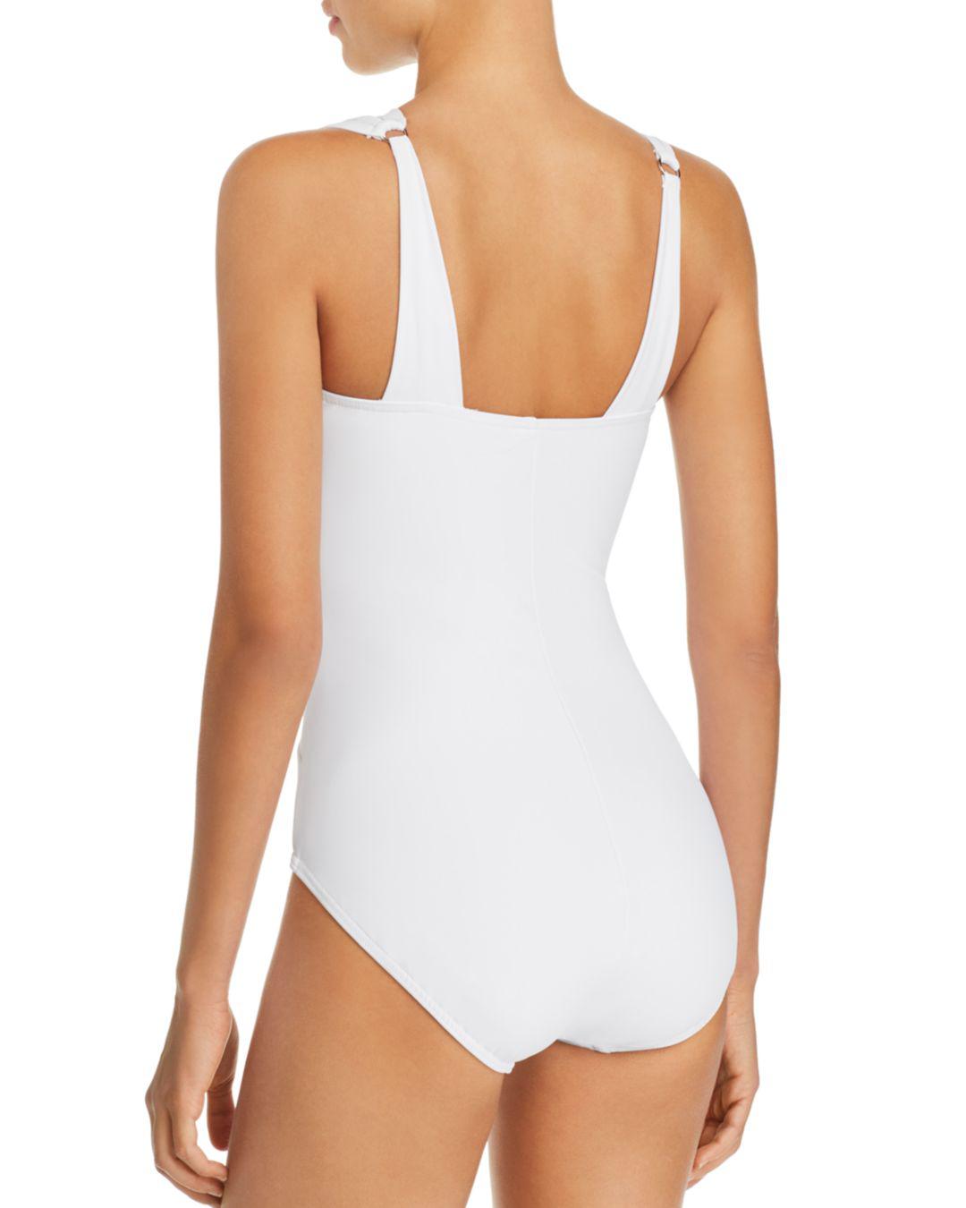 Miraclesuit Solid Crisscross Highneck Swimsuit 448541