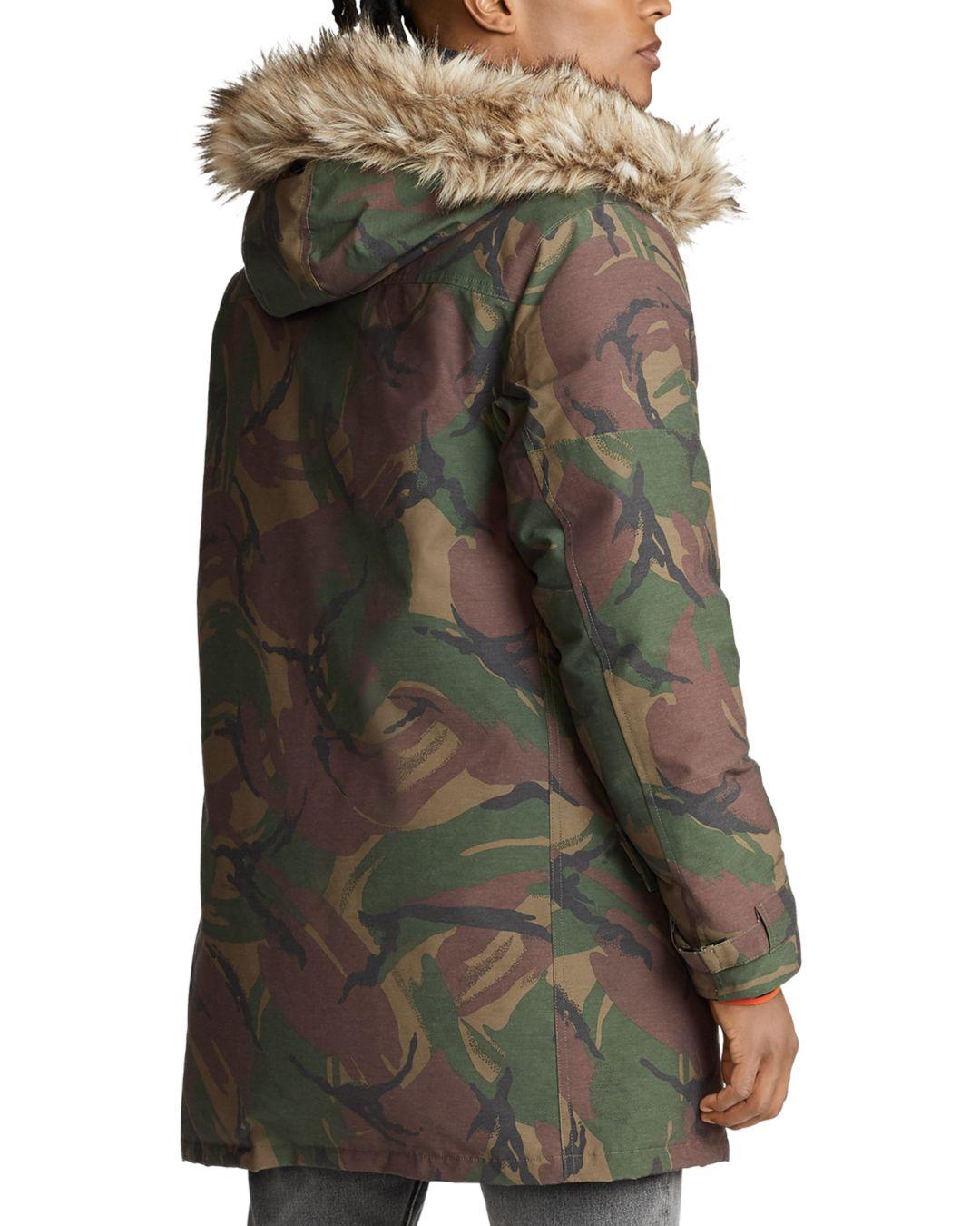 Polo Ralph Lauren Faux - Fur - Trim Camo Down Parka for Men - Lyst