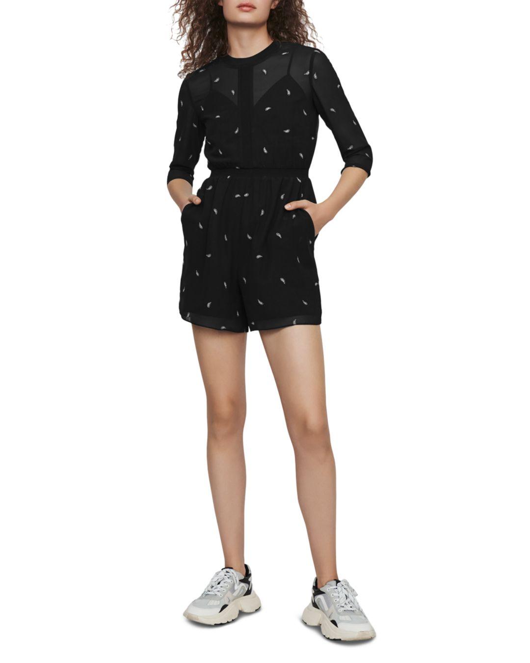 Maje Synthetic Ivoly Paisley Motif Romper In Black Lyst Maje Synthetic Ivoly Paisley Motif Romper In Black Lyst