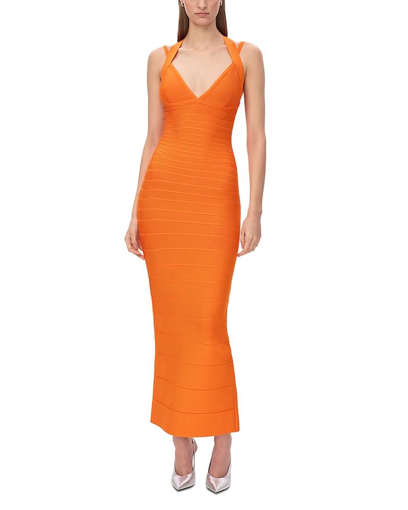 strapless open back dress Orange Aline chiffon long prom dress, orange long evening dress – shdress main image 1