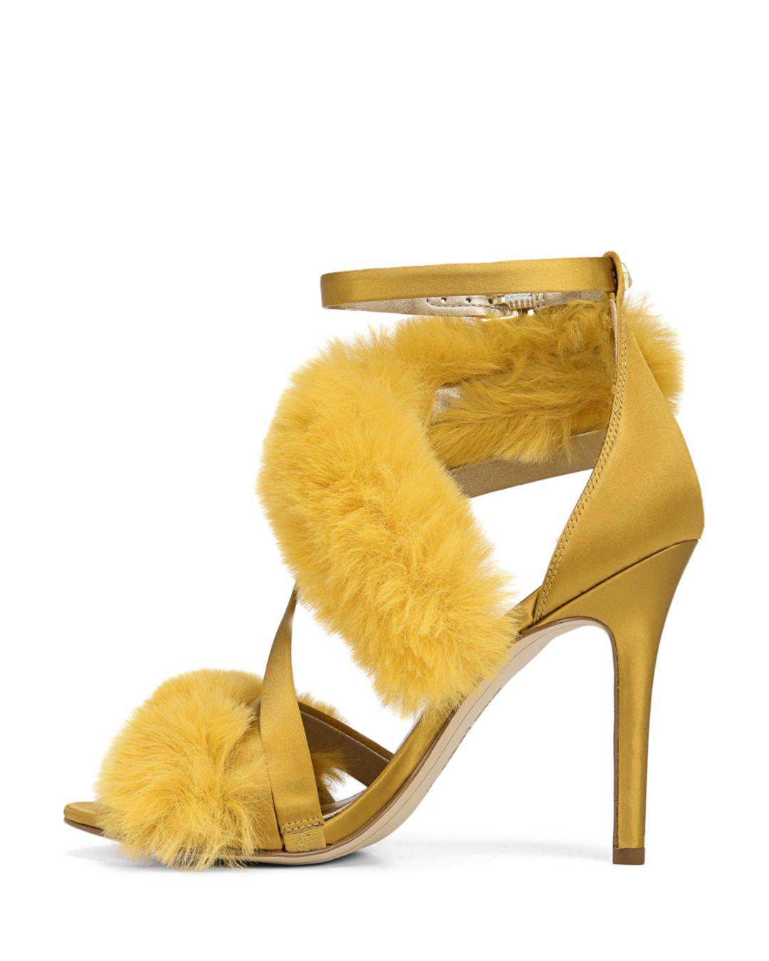 adelle faux fur heeled sandal