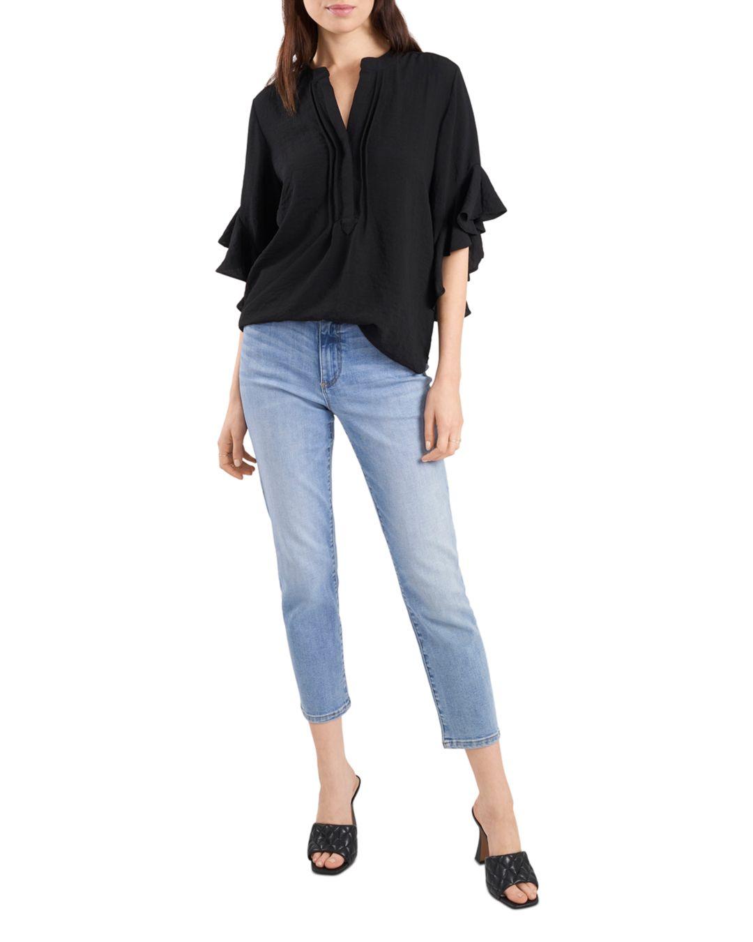 vince camuto long sleeve ruffle lurex top