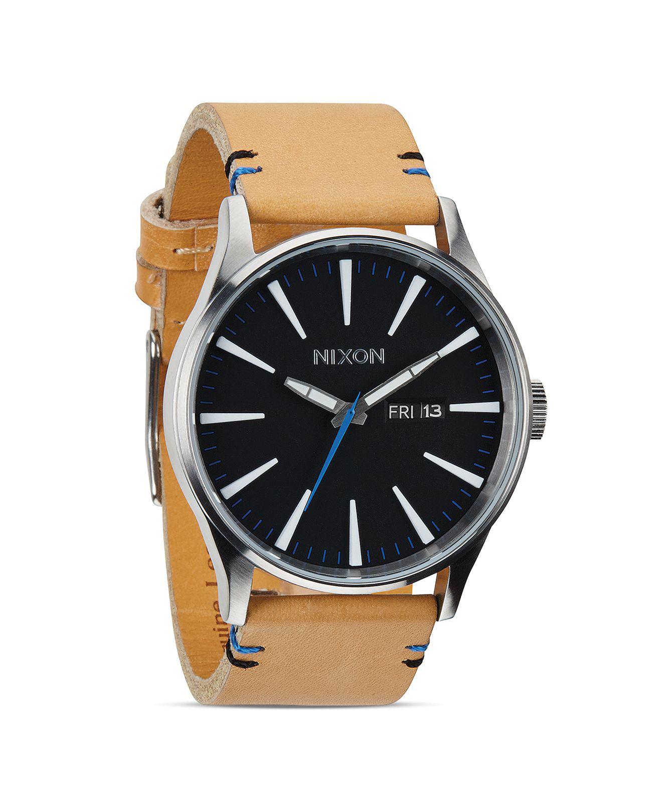Nixon Men's The Sentry Stainless Steel Leather Strap Watch ...