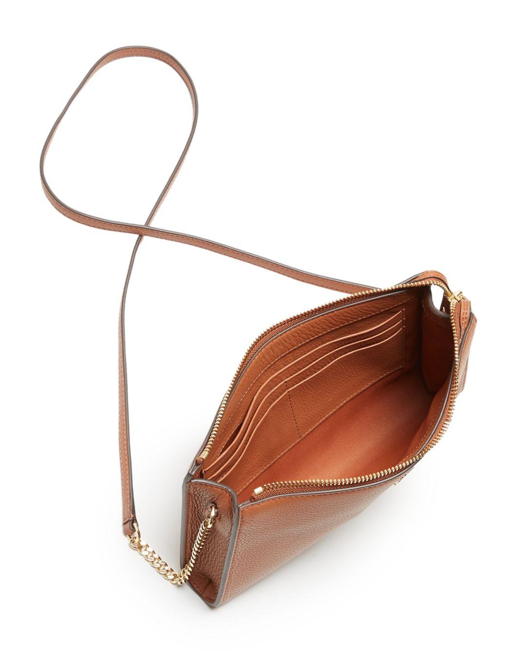 tory burch pebbled leather top zip crossbody bag