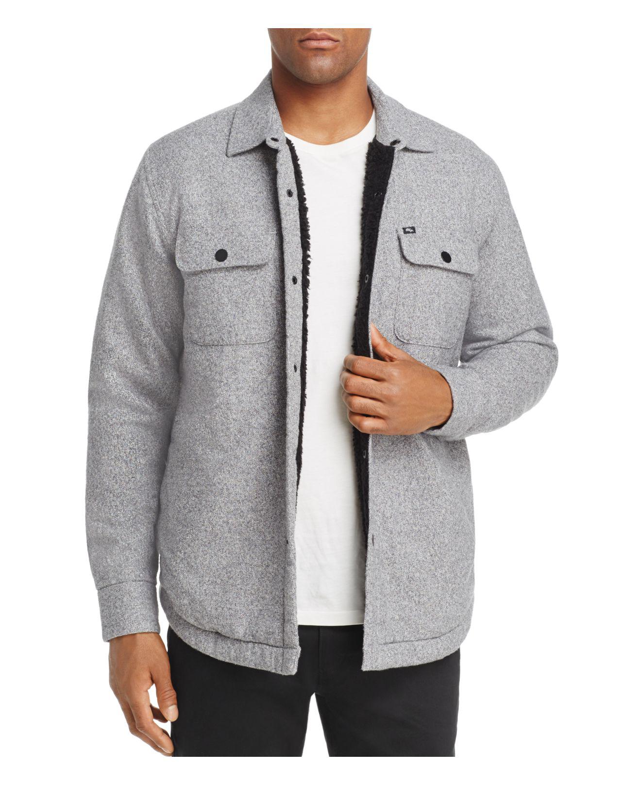 Obey Faux Sherpa-lined Shirt Jacket in Gray for Men - Lyst