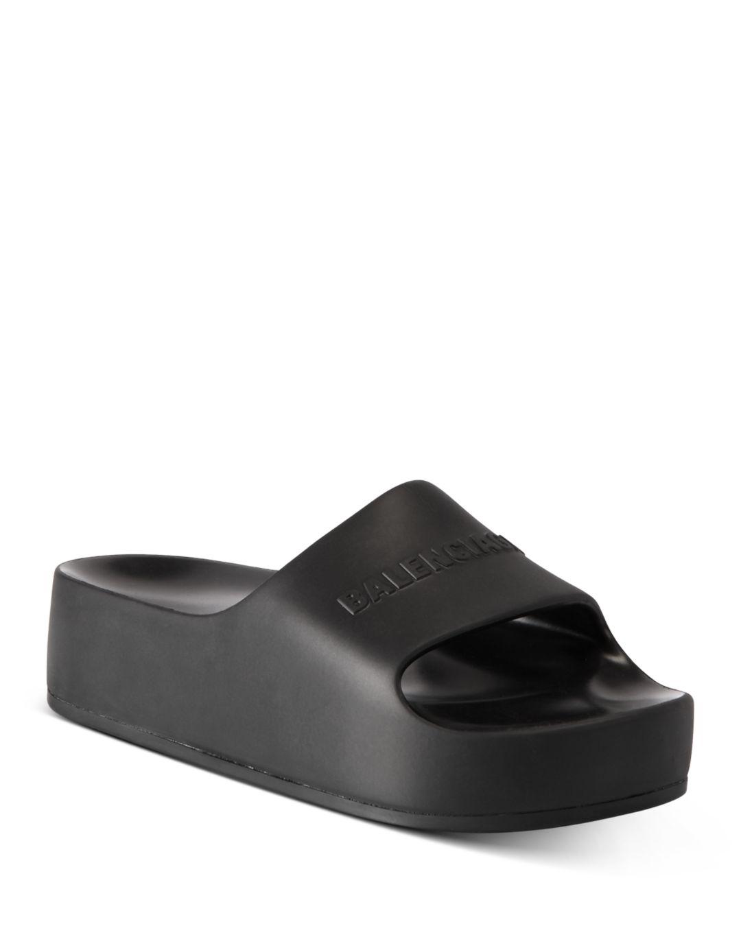 Balenciaga Chunky Platform Slide Sandals in Black | Lyst