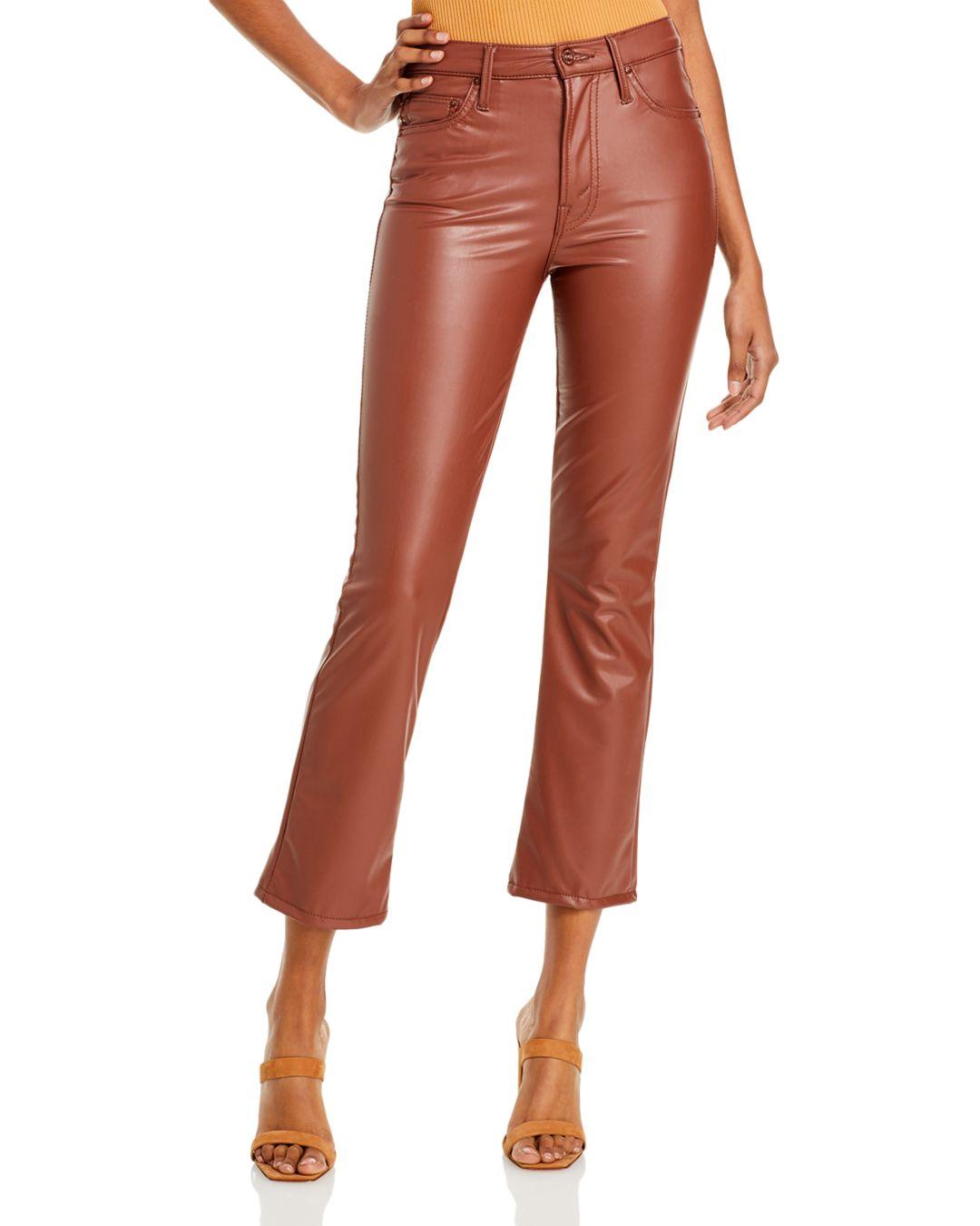 Leather Ankle Flare Jeans In Faux Show 