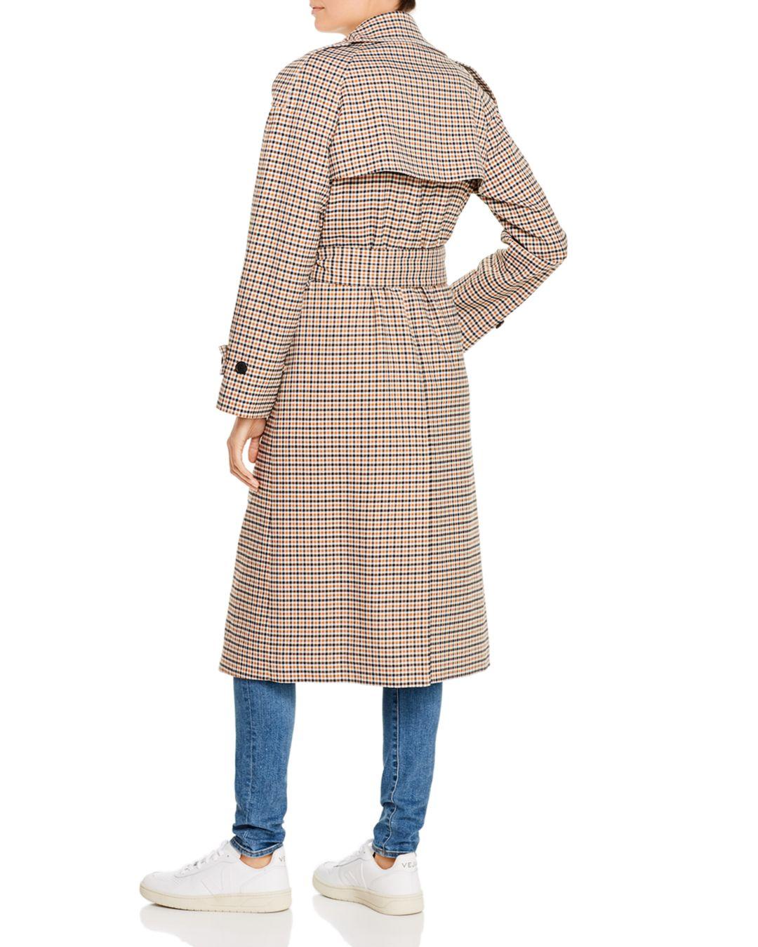 Anine Bing London Plaid Trench Coat in Yellow | Lyst