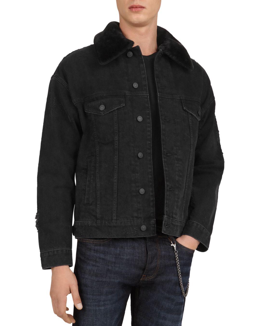 denim jacket with faux shearling collar