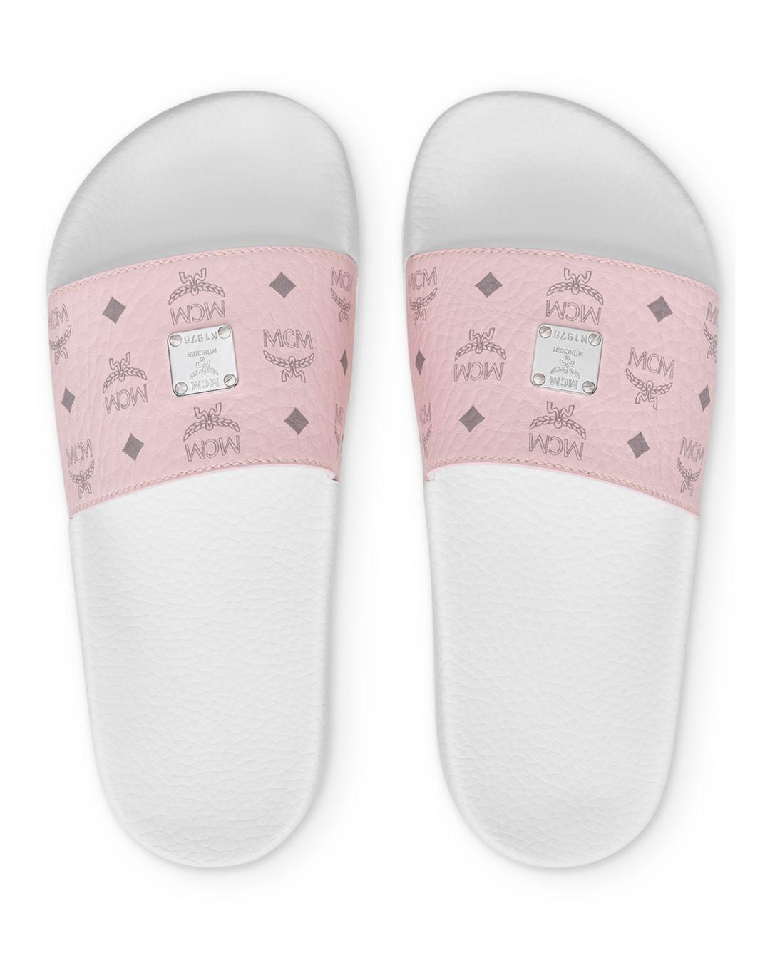 hot pink mcm slides