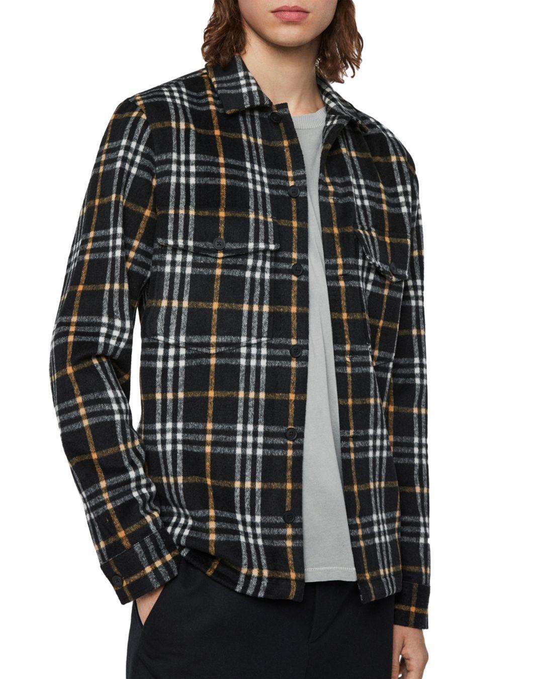 AllSaints Berthold Slim Fit Plaid Flannel Button-up Shirt in Black for ...