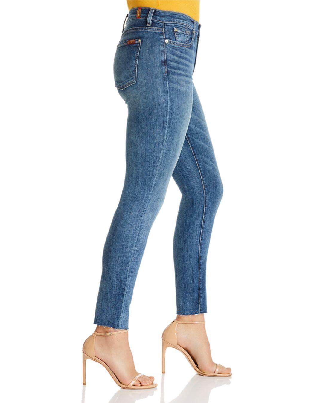 7 For All Mankind High Ankle Skinny Jeans In B(air) Authentic Luck in Blue | Lyst