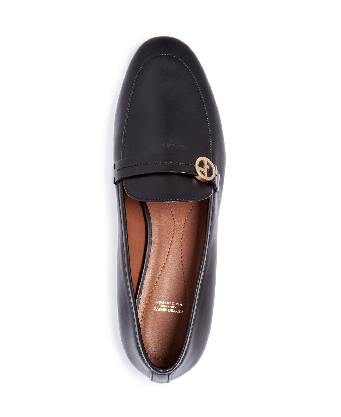 Lyst - Giorgio Armani Women's Vitello Leather Loafers in Black