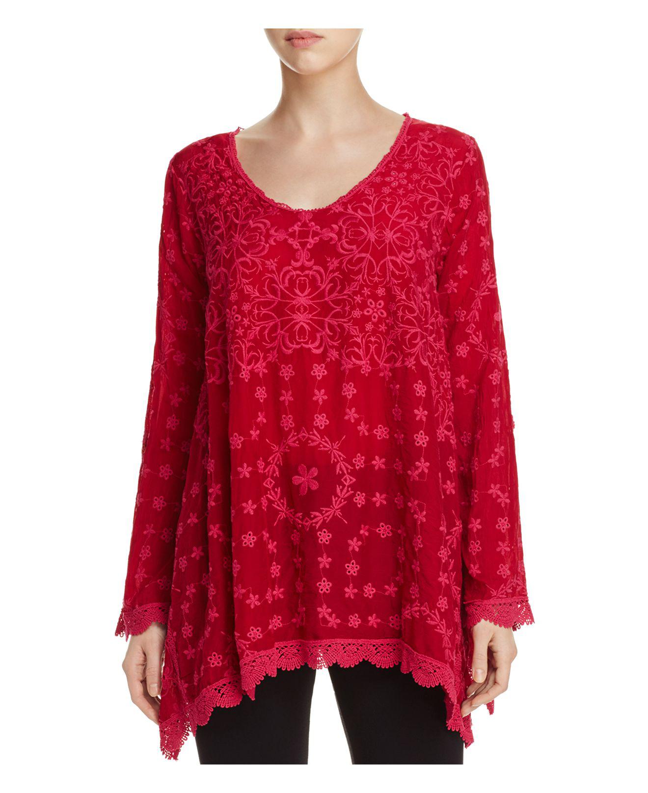 Lyst - Johnny Was Jossimar Embroidered Eyelet Tunic in Red