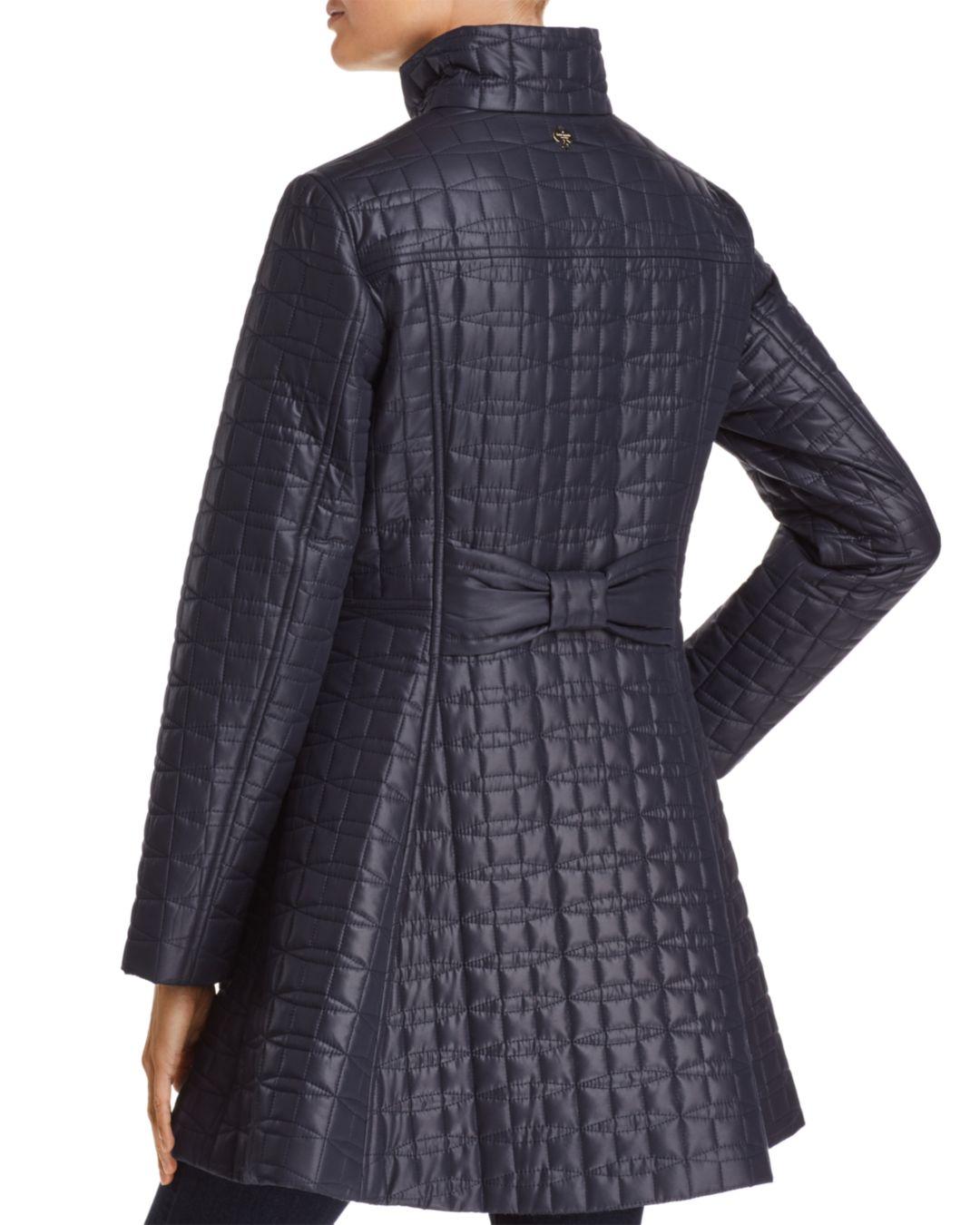 Kate Spade A - Line Bow - Quilted Coat in Blue | Lyst