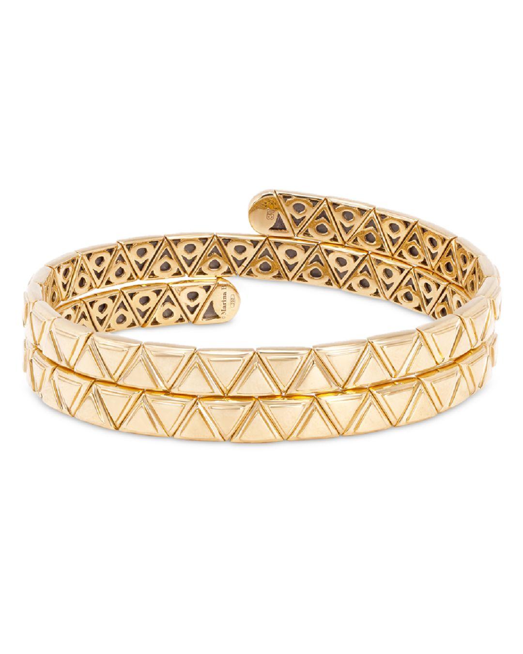 Marina B 18k Gold Triangolini Triple Bangle Bracelet in Metallic Lyst
