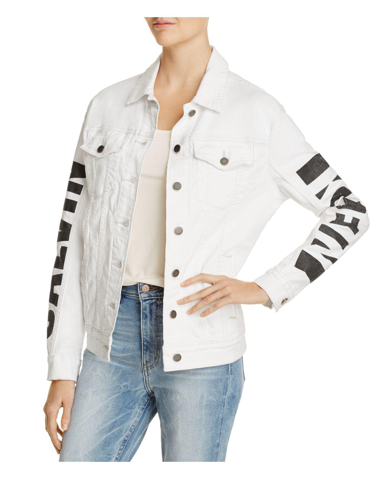 Lyst Calvin Klein Jeans Denim Logo Trucker Jacket in White