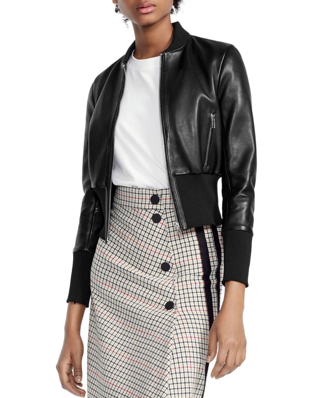 Maje leather bomber jacket Clearance