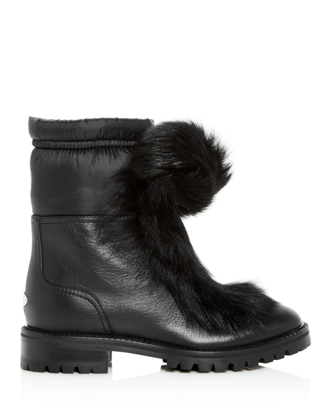 faux fur pom pom boots